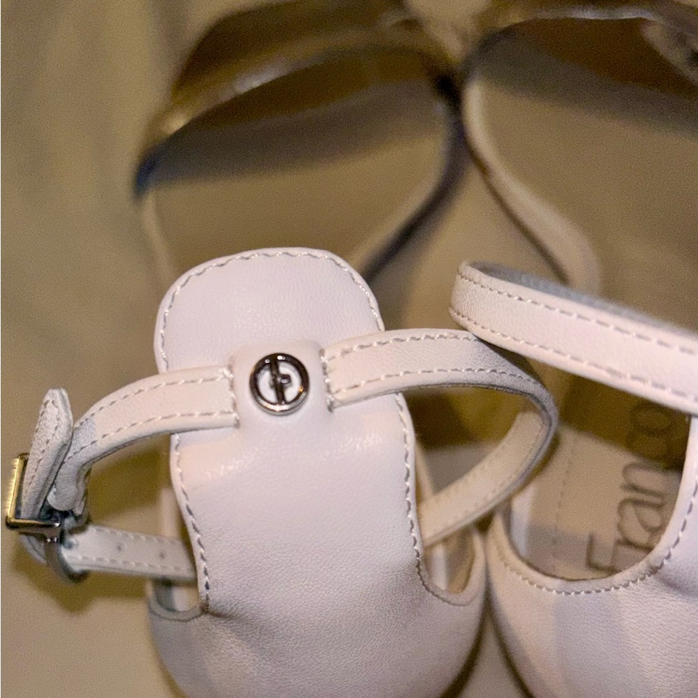 Franco Sarto Silver Metallic Ankle-Strap Wedge Sandal worn once NO original BOX. - Picture 9 of 17